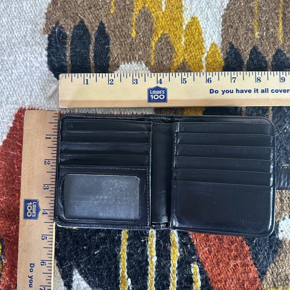 Vintage COACH Kiss Lock Black leather bifold wallet w/coin purse - Picture 9 of 13